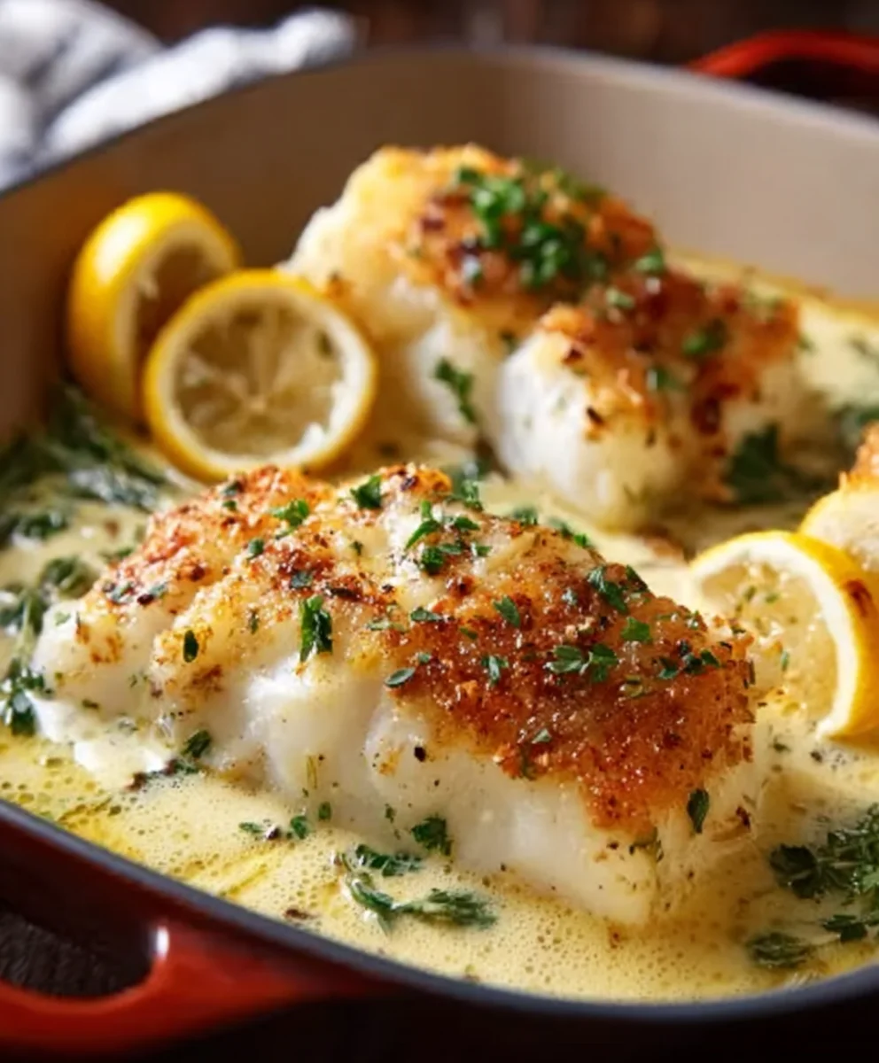 Easy Baked Cod Coconut Lemon Cream Sauce Recipe