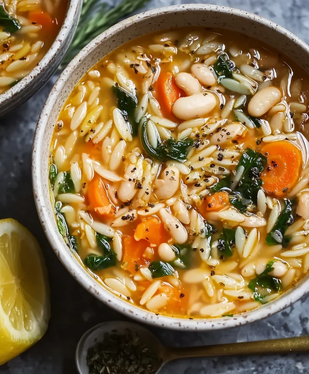Zesty Lemon White Bean Orzo Soup - Quick & Easy Recipe