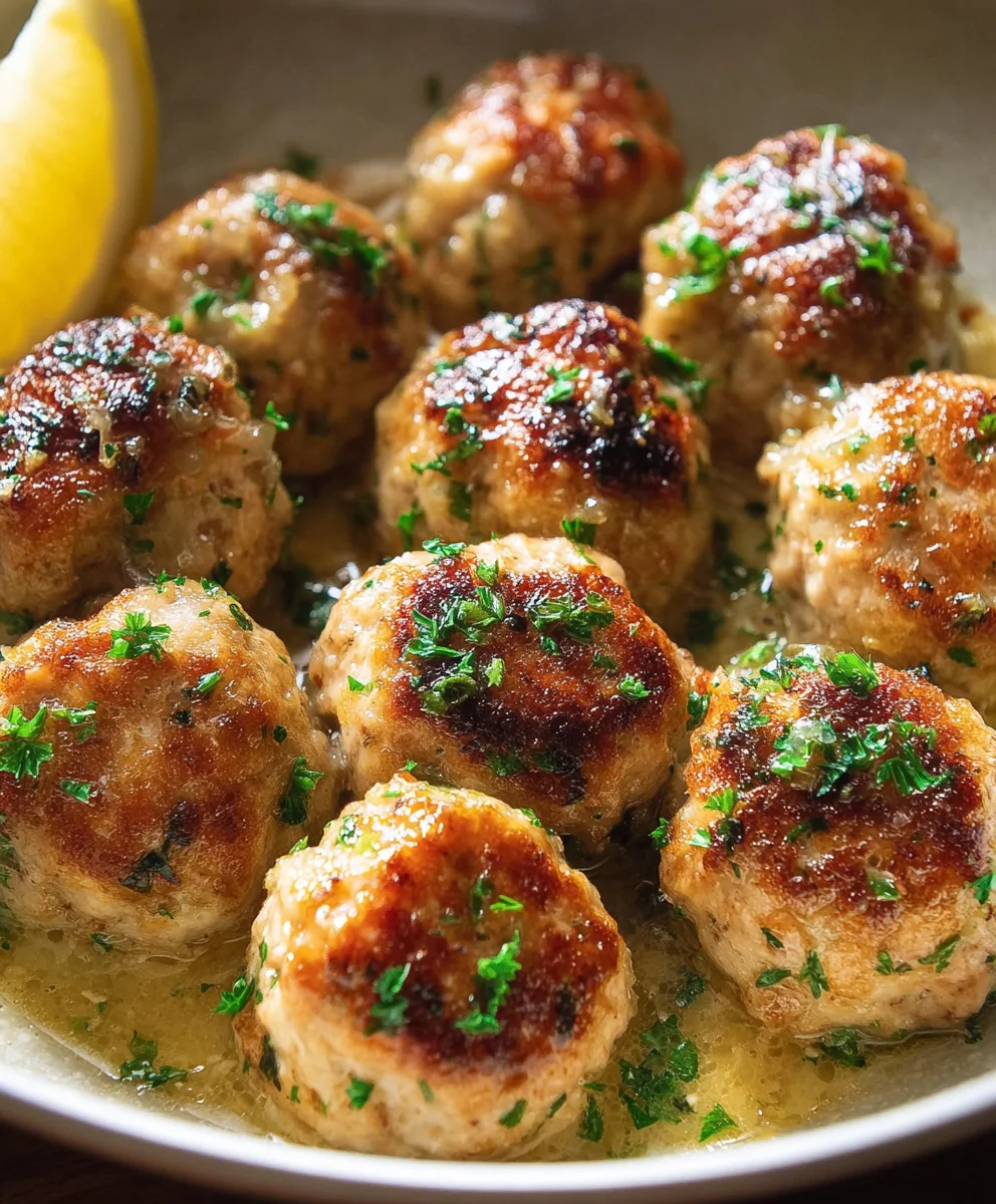 Lemon-Caper Chicken Meatballs Piccata-Style