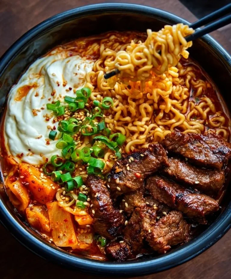 Spicy Korean Ramen Beef Creamy Sauce Recipe