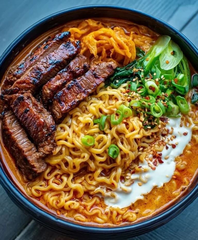 Spicy Korean Ramen Beef Creamy Sauce Delight