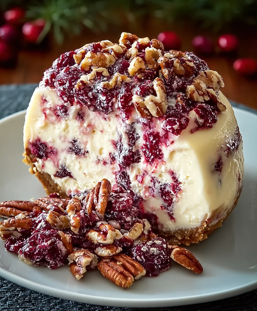 Cranberry Pecan Cheesecake Recipe-Festive Dessert