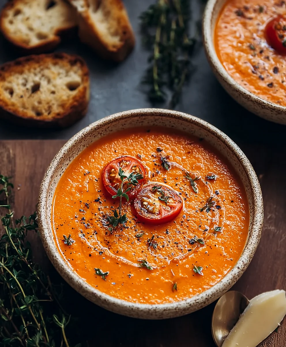 Creamy Roasted Garlic Tomato Soup Recipe - Easy & Delicious