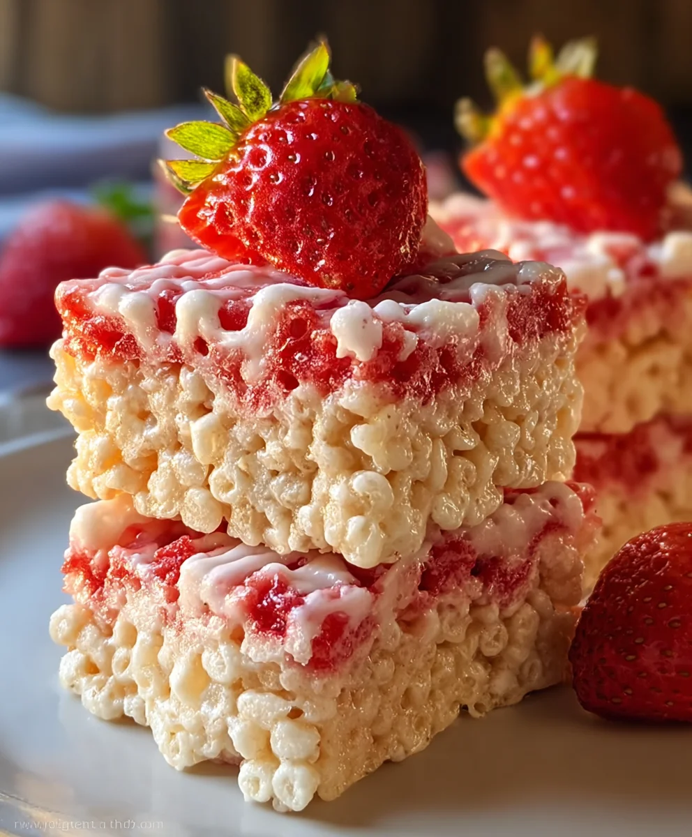 Strawberry Rice Krispie Treats-Easy Sweet Dessert