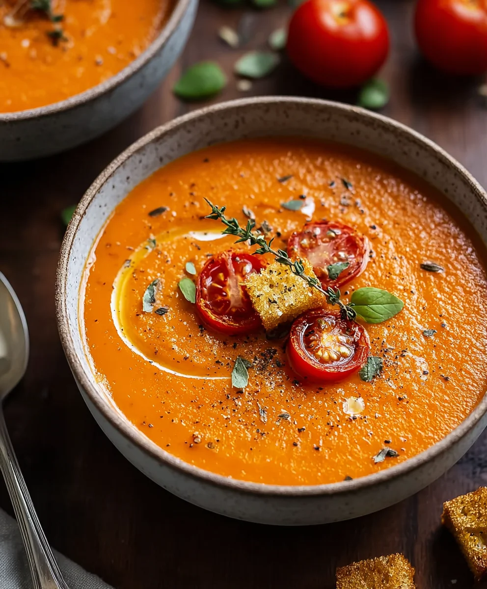 Creamy Roasted Garlic Tomato Soup Recipe - Easy & Delicious