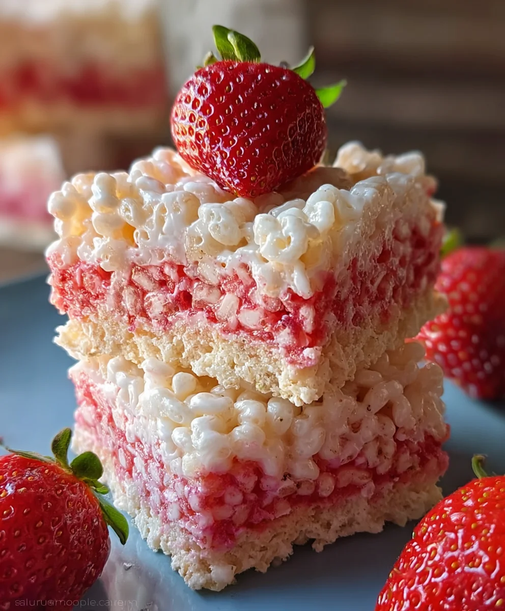 Strawberry Rice Krispie Treats-Easy Sweet Dessert