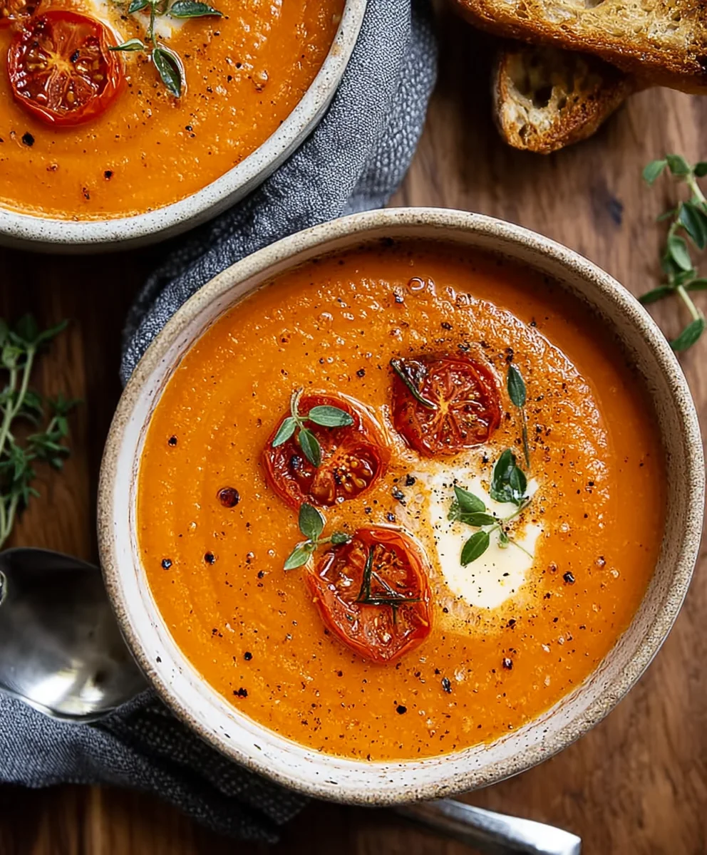 Creamy Roasted Garlic Tomato Soup Recipe
