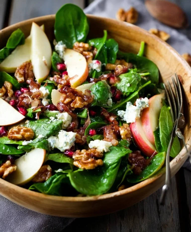 Spinach Apple Gorgonzola Salad- Candied Walnut Winter Delight