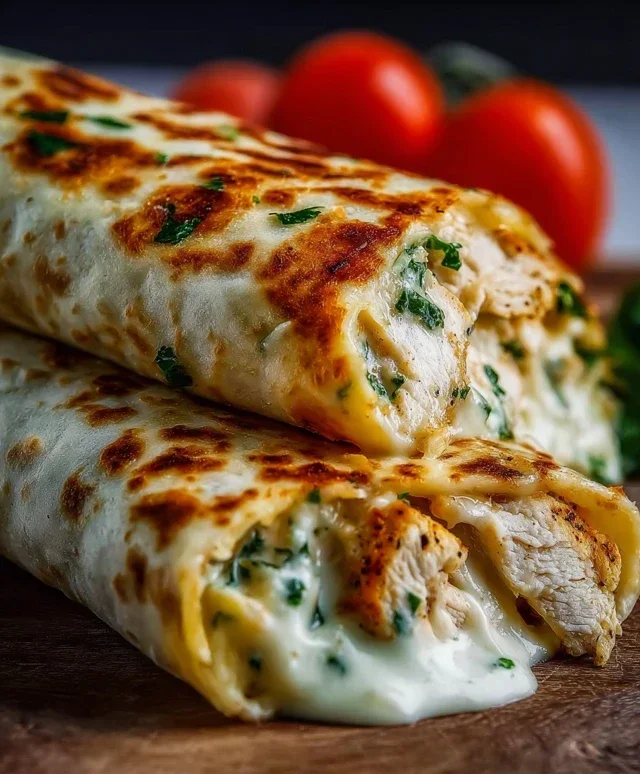 Low Carb Cheesy Garlic Chicken Wraps