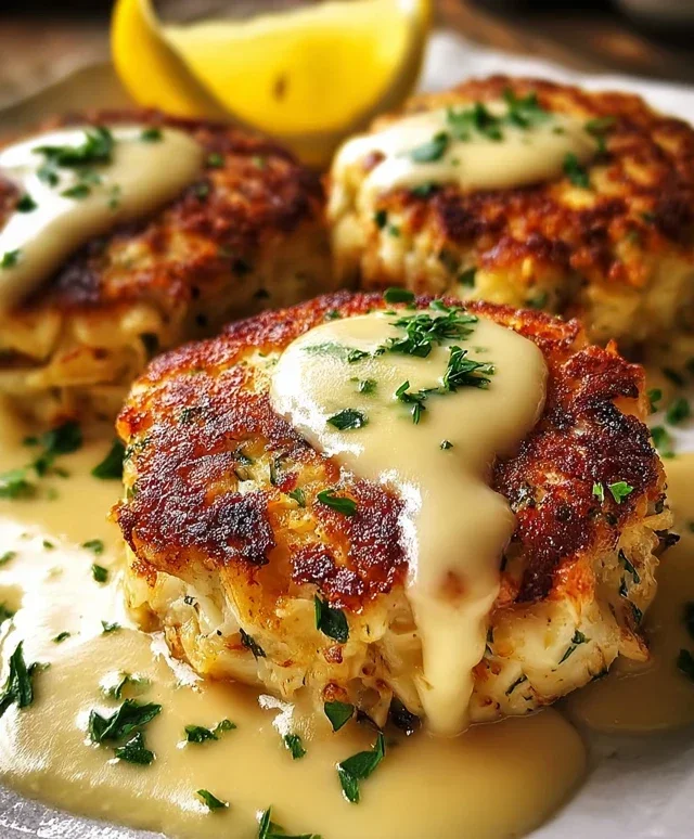 Cheddar Bay Crab Cakes with Lemon Butter Drizzle