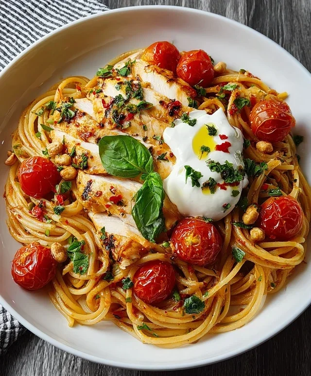 Chicken Spaghetti with Burrata