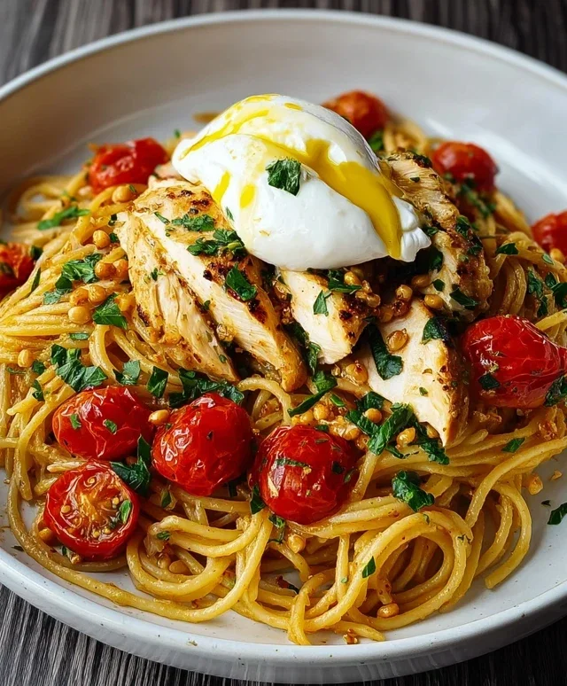 Chicken Spaghetti with Burrata