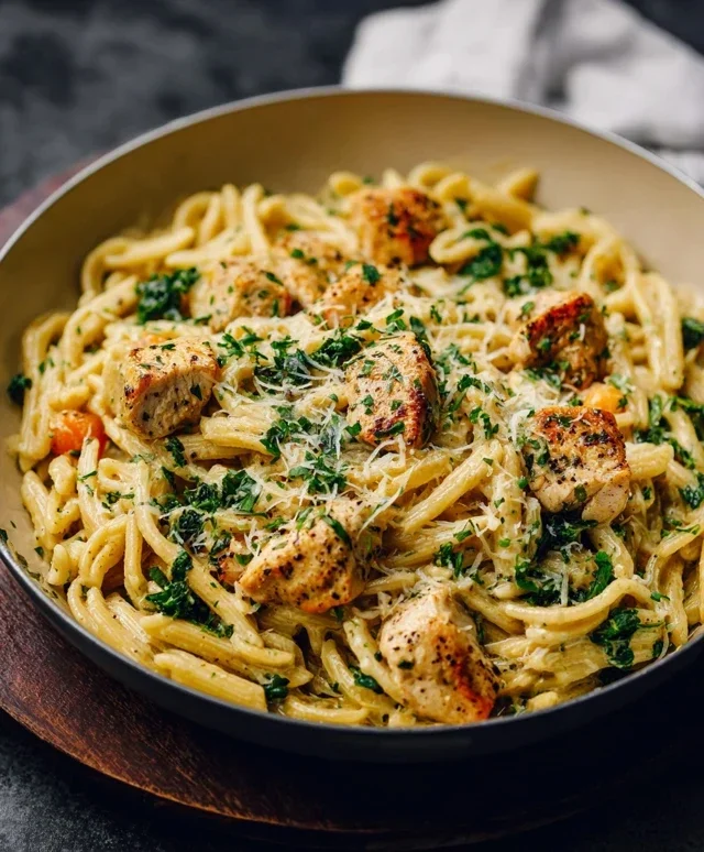 Healthy Garlic Parmesan Chicken Pasta