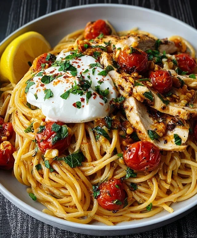 Chicken Spaghetti with Burrata