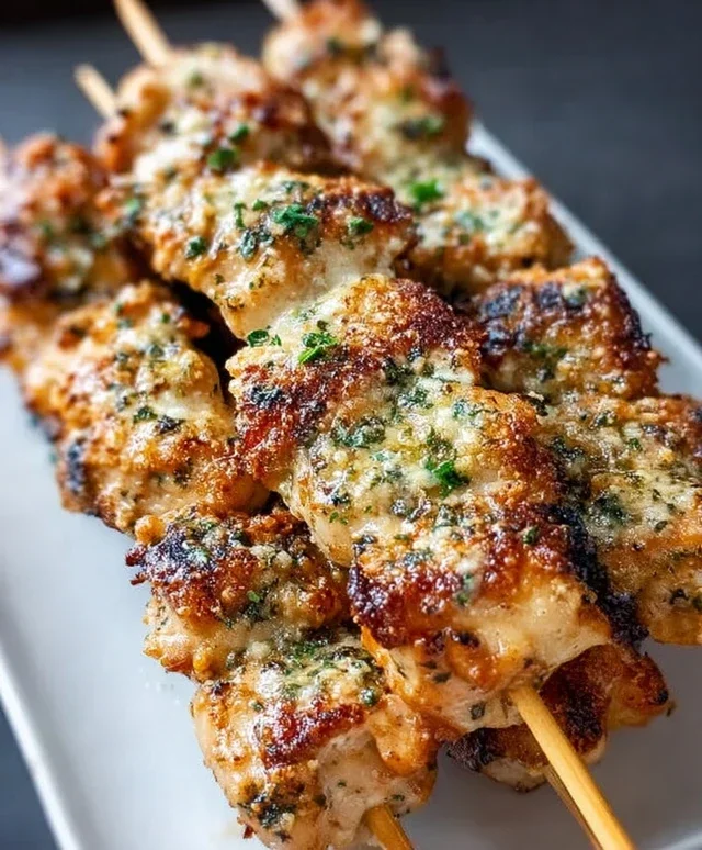 Ranch Garlic Parmesan Chicken Skewers