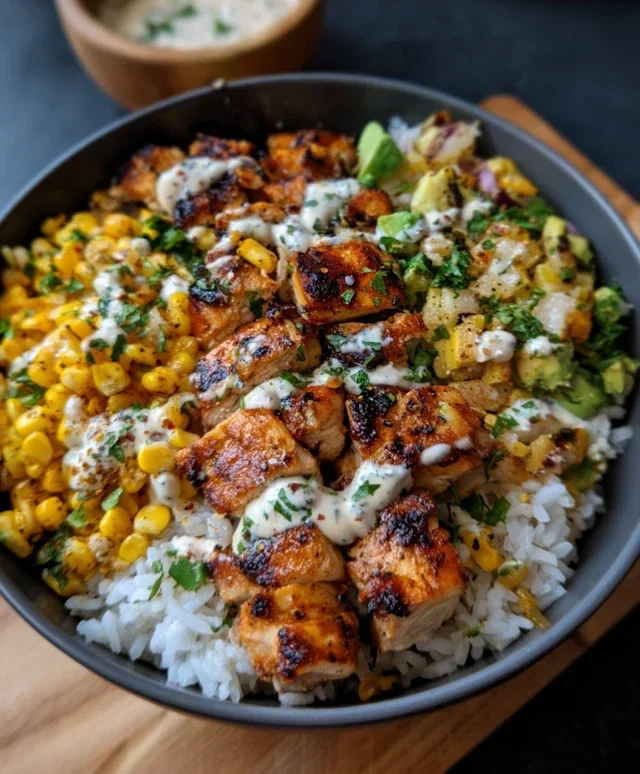 Street Corn Chicken Rice Bowl