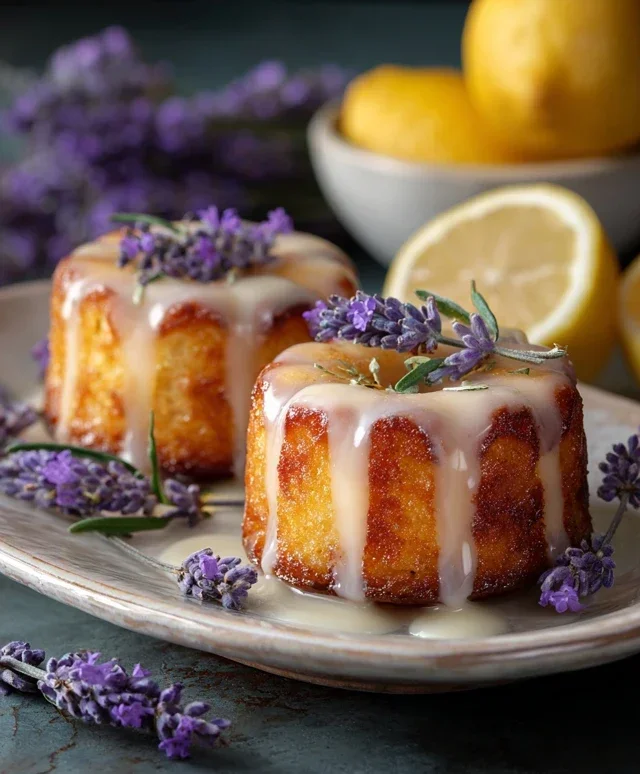 Mini Lemon Cakes With Lavender Glaze