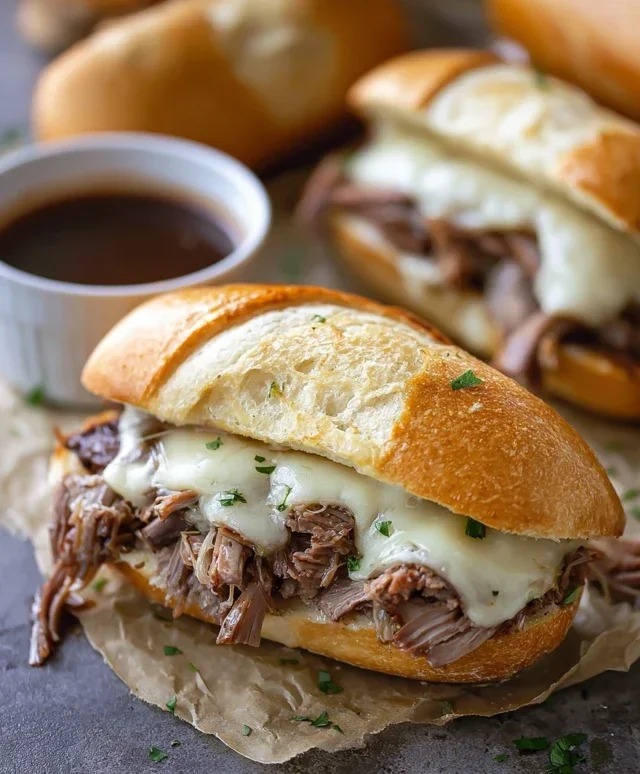 Crockpot French Dip Sandwiches