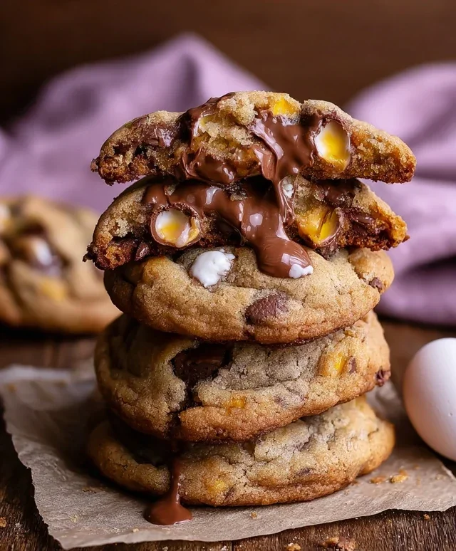 Brown Butter Cadbury Creme Egg Chocolate Chip Cookies