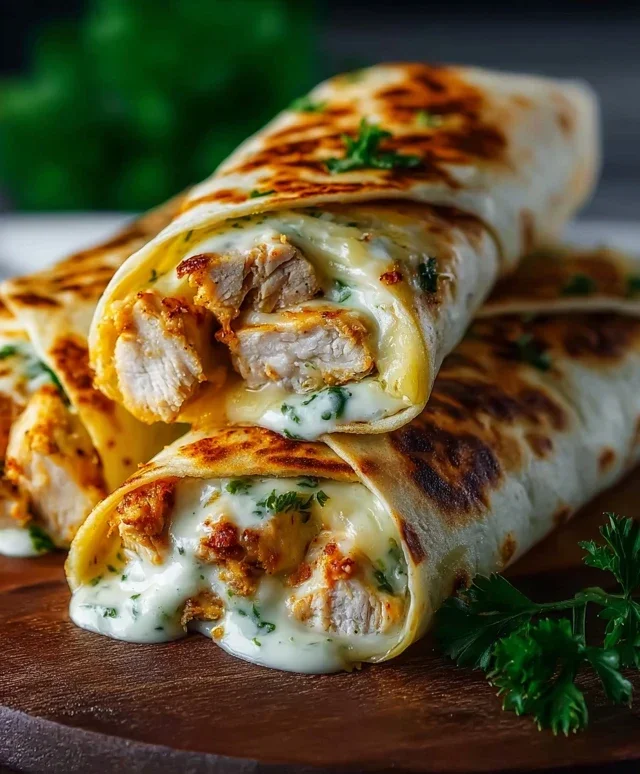 Low Carb Cheesy Garlic Chicken Wraps