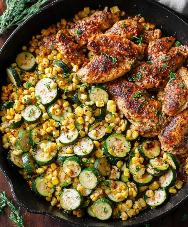 Garlic Butter Chicken with Zucchini and Corn - One-Pan, 30-Minute Meal