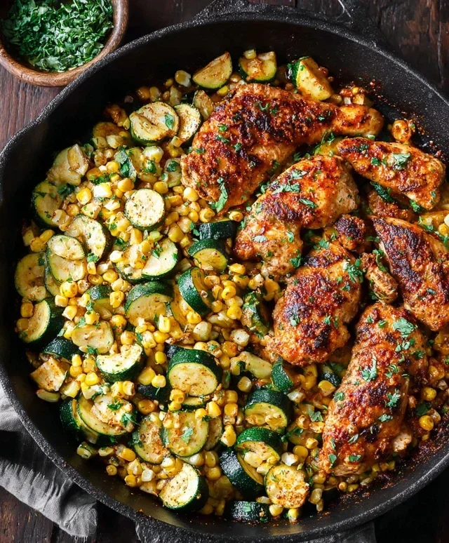 Garlic Butter Chicken with Zucchini and Corn - One-Pan, 30-Minute Meal