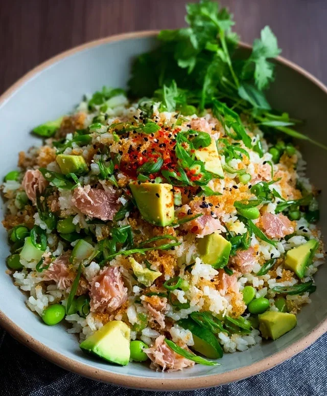 Tuna Avocado Crispy Rice Salad