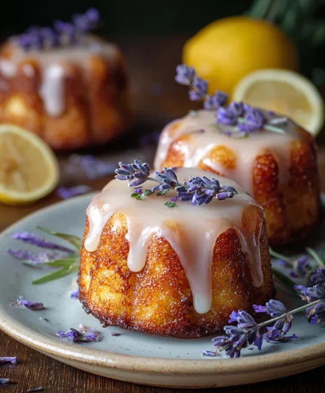 Mini Lemon Cakes With Lavender Glaze