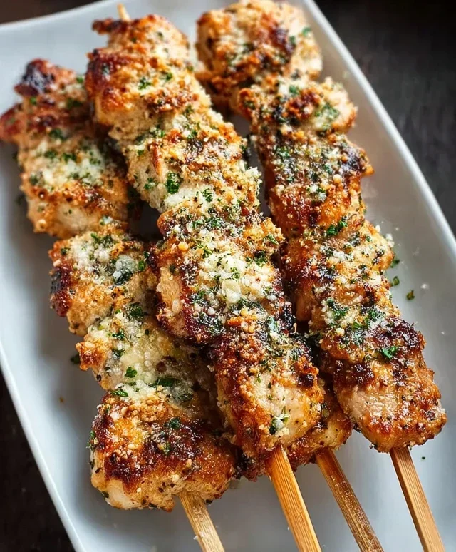 Ranch Garlic Parmesan Chicken Skewers