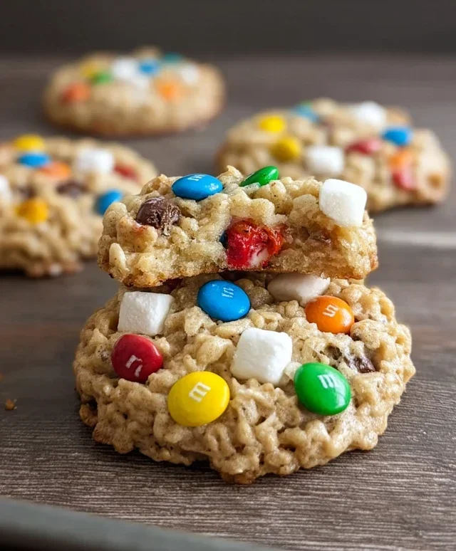M&M Rice Krispies Cookies