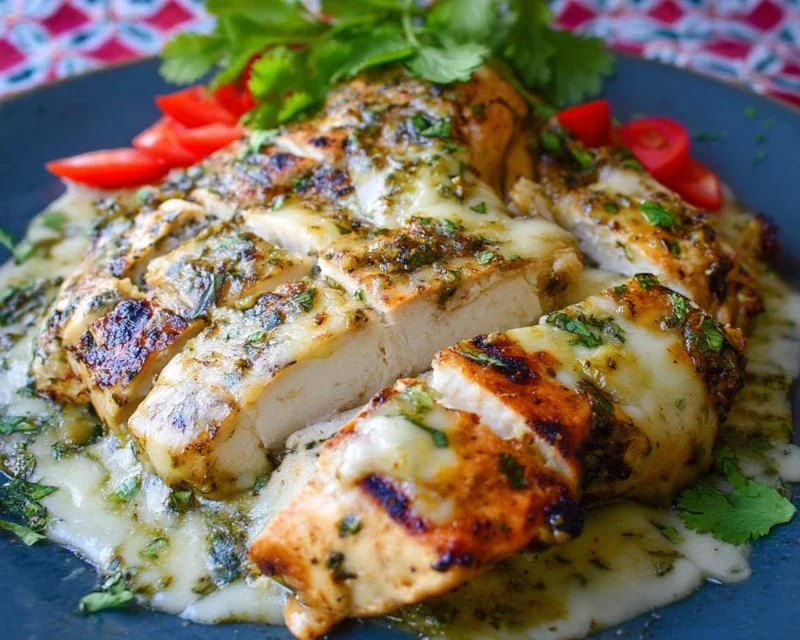 Grilled Salsa Verde Chicken with Pepper Jack