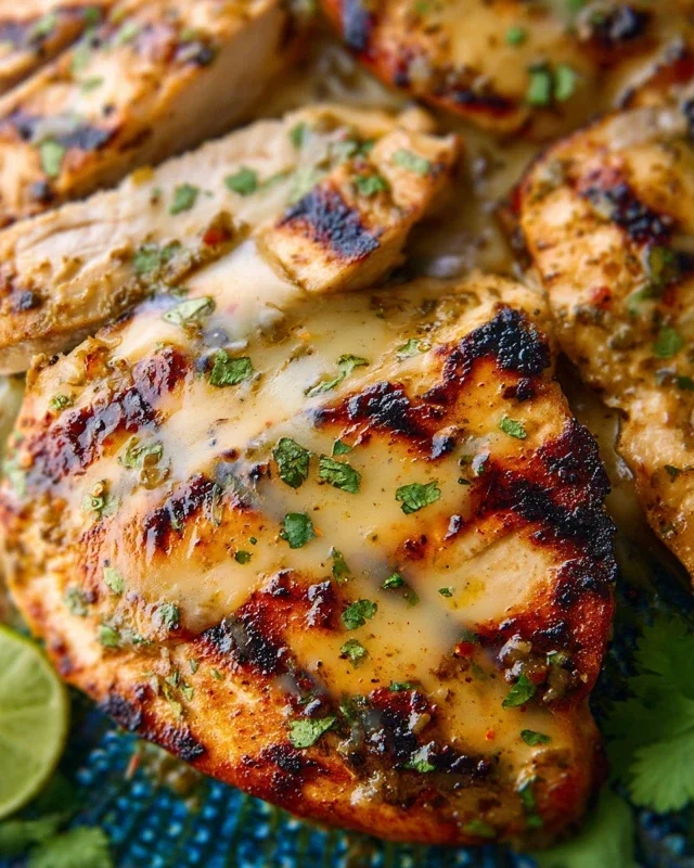 Grilled Salsa Verde Chicken with Pepper Jack