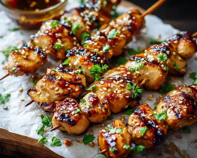 Easy Grilled Asian Chicken Skewers with Honey Garlic Sauce