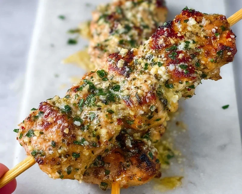 Garlic Parmesan Chicken Skewers