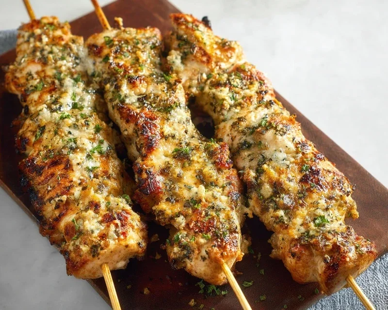 Ranch Garlic Parmesan Chicken Skewers