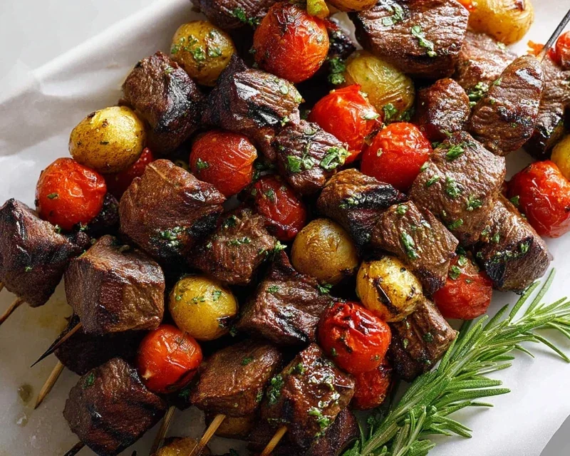 Rosemary Garlic Steak Kebabs