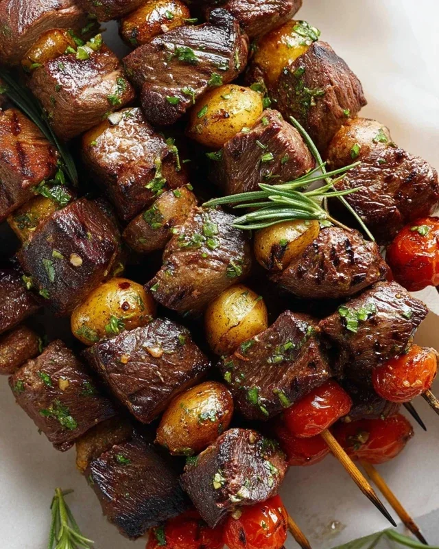 Rosemary Garlic Steak Kebabs