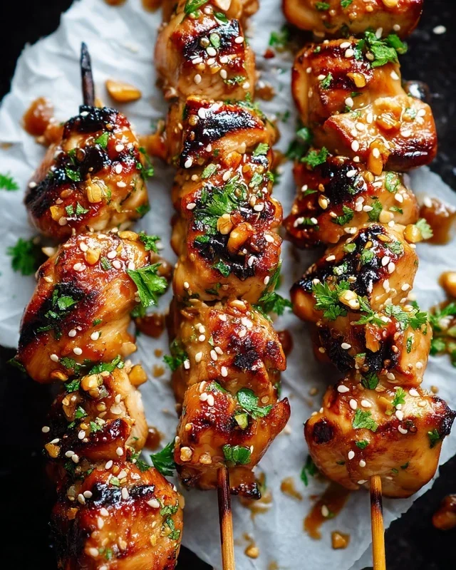 Easy Grilled Asian Chicken Skewers with Honey Garlic Sauce