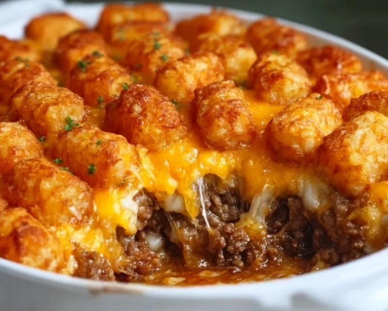 Tater Tot Casserole with Ground Beef