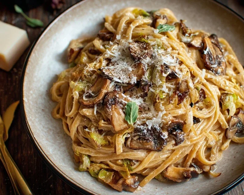 Caramelized Leek and Mushroom Gruyere Pasta
