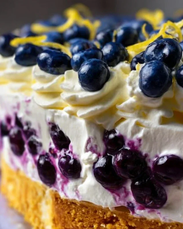 No-Bake Lemon dazzling Blueberry cream Cake