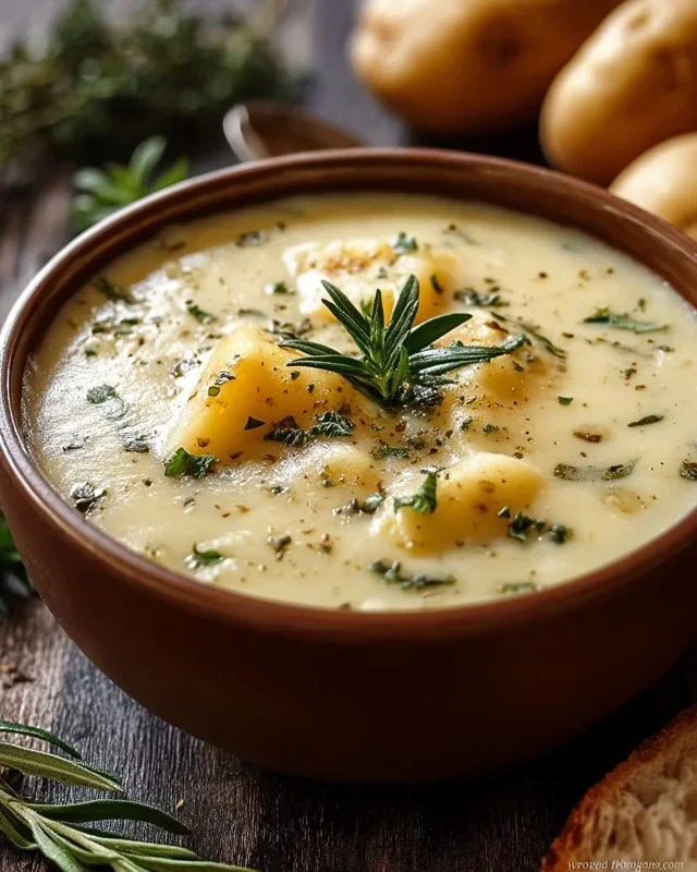 Hearty Cheddar Garlic Herb Potato Soup Recipe