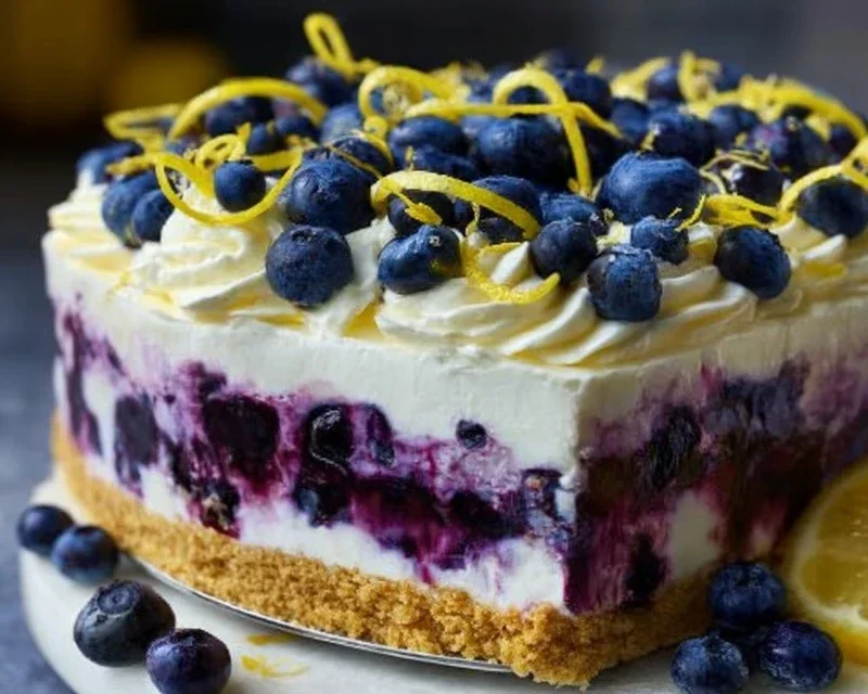 No-Bake Lemon dazzling Blueberry cream Cake