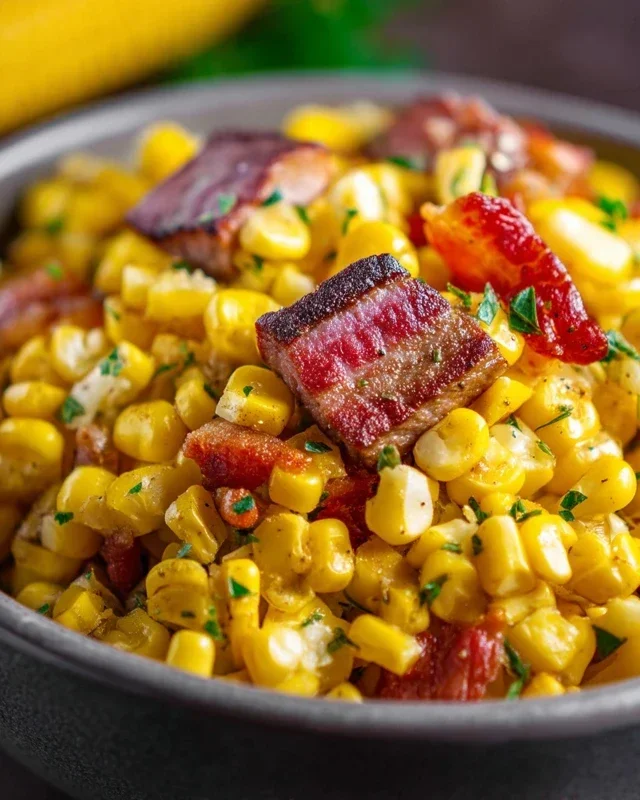 Fresh Corn and Beef Beef Bacon Side Dish