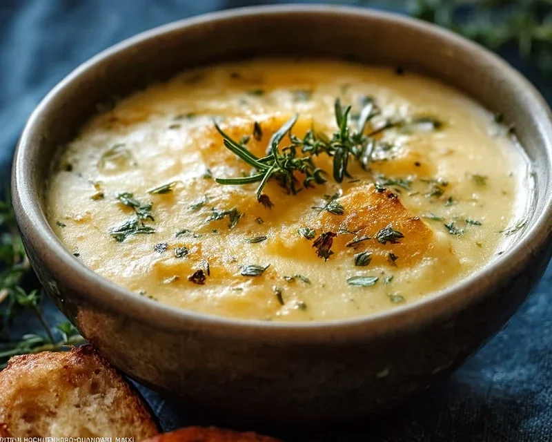 Hearty Cheddar Garlic Herb Potato Soup Recipe