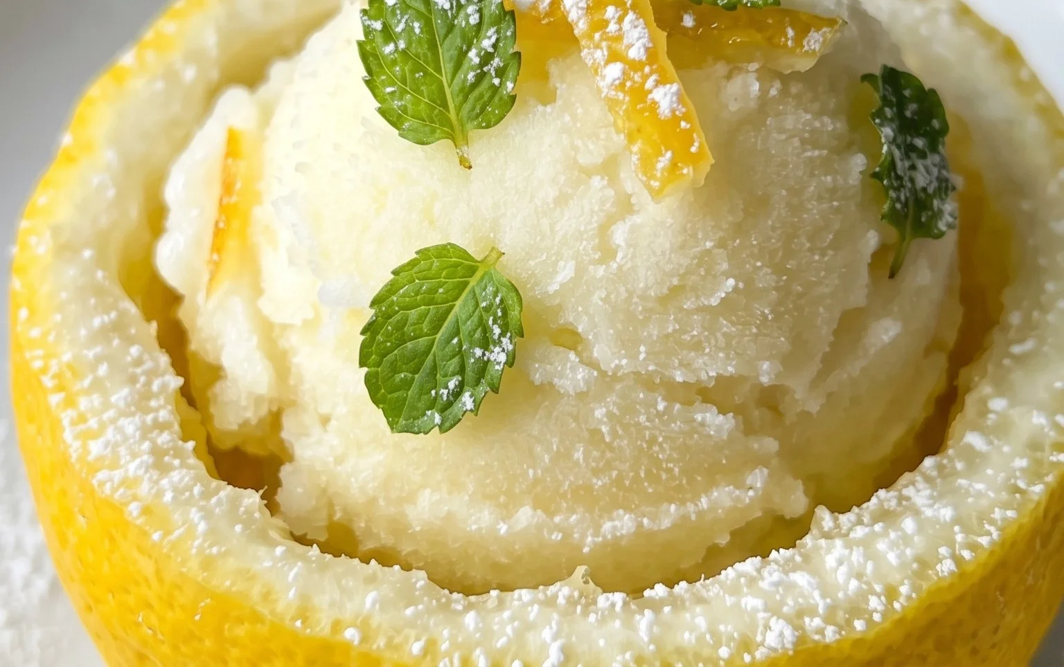 Sorbetto di Limone Dressed Up in a Frozen Lemon Shell