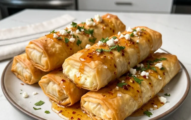Indulgent Oven Fried Feta Rolls with Chili Honey Magic