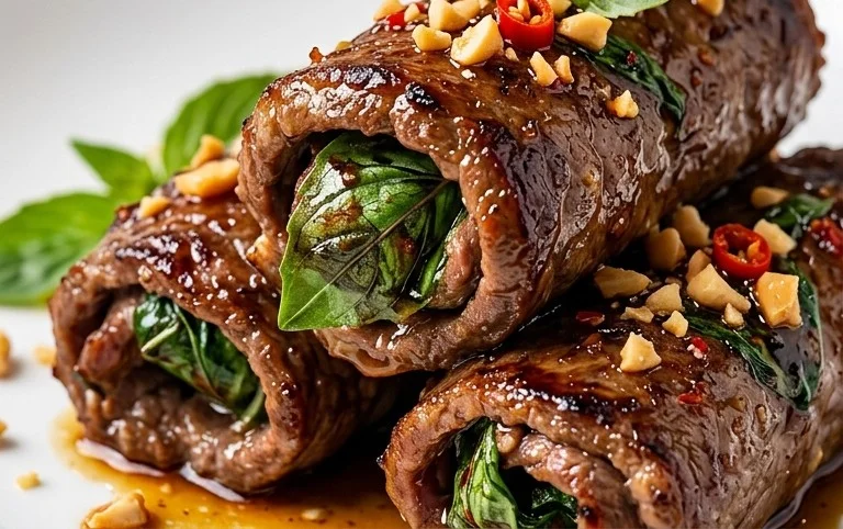 Thai Basil Beef Rolls
