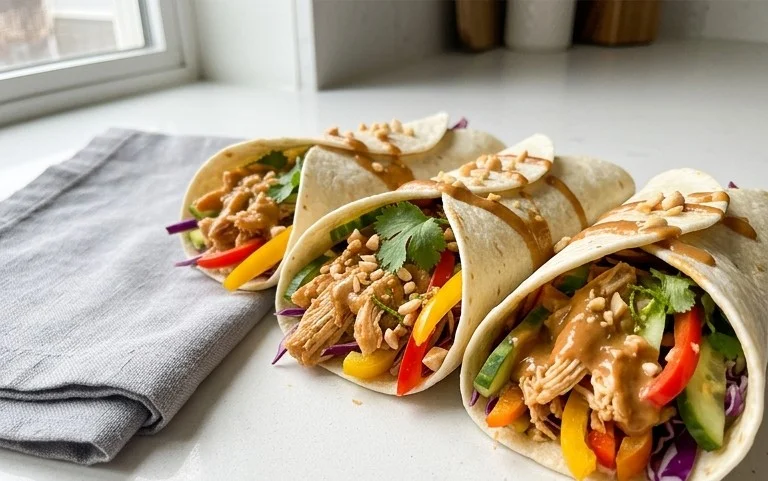 Thai Peanut Chicken Wraps