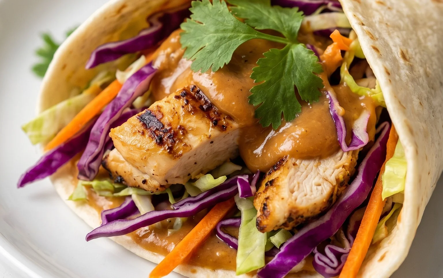 Thai Chicken Wrap with Crunchy Asian Slaw
